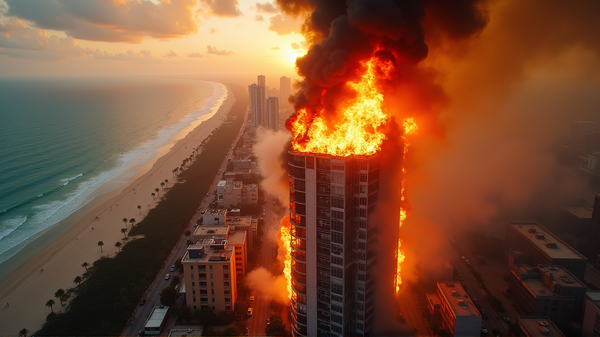 Dramatisk brann på Hollywood Beach: 3 på sykehuset etter heftig brann